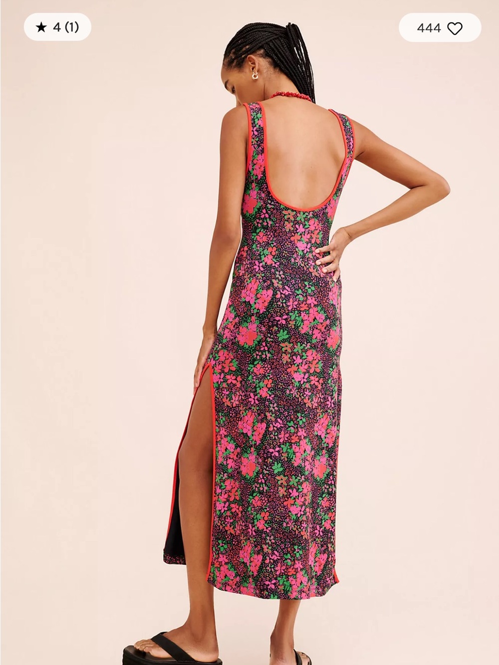 Free People Clementine Midi Pink and Teal Floral Dress Medium